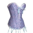 thumbnail image 3 of Dewadbow Women Lace Corsets Brocade Waist Brocade Overbust Lingerie Bustier, 3 of 6