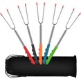 thumbnail image 1 of Juego de 5 pinchos extensibles de acero inoxidable para barbacoa, pinchos para fogata, cubiertos para barbacoa, pinchos para barbacoa con mango de goma y bolsa de transporte kaili Sencillez, 1 of 5