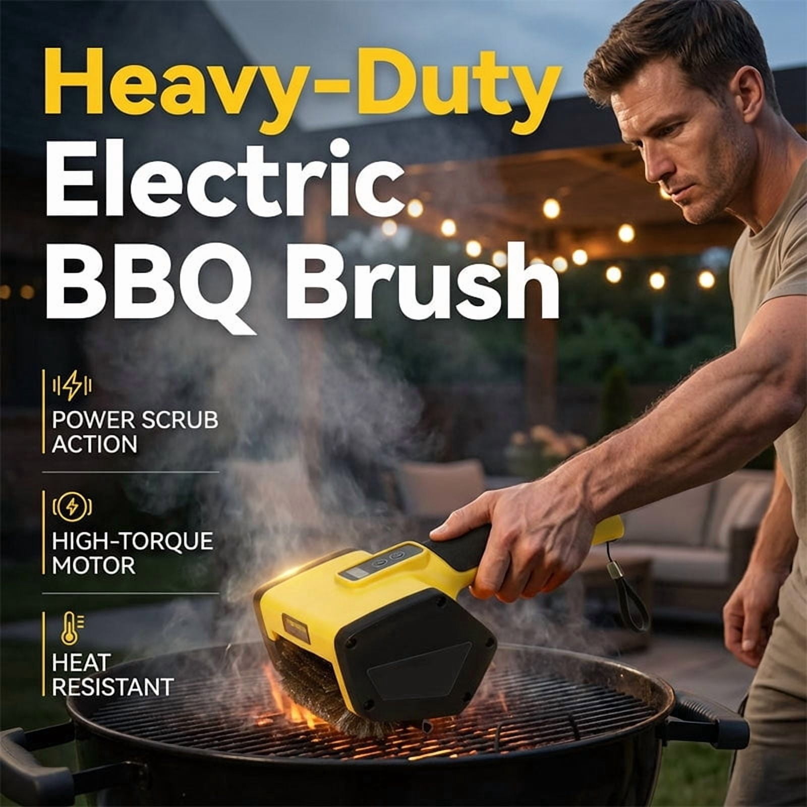 HAJAGP Blue Electric Grill Cleaning Brush, Cordless Heavy-Duty Power Scrubber with Stainless Steel Bristles for BBQ Barbecue Grates