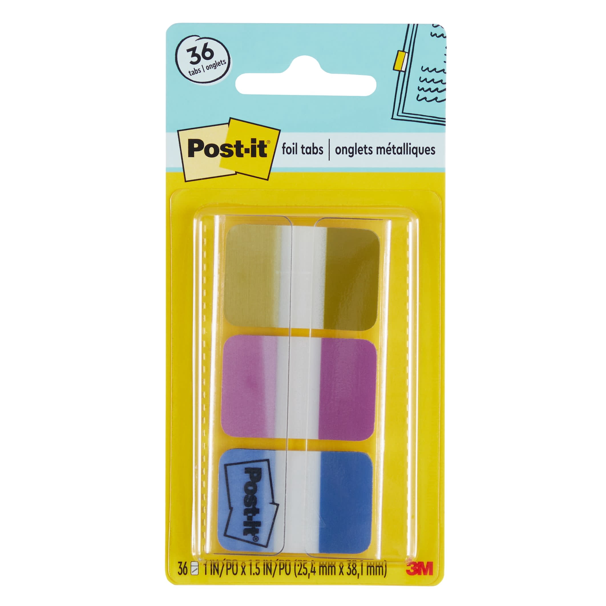 (4 pack) Post-it Tabs, Assorted Iridescent Colors, 1 in x 1.5 in, 36 Tabs