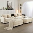 thumbnail image 2 of LOYALICE Sectional Sofa with 2 Ottomans, 111.8" U-Shaped Modern Modular Couch, Oversized Corduroy 4 Seat Sofa with Storage Box, USB & TYPE C Port and Two Cup Holders for Living Room, Beige, 2 of 9