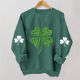 thumbnail image 4 of LEKWK St Patricks Day Women Leopard Print Hearts Long Sleeve Tops Crew Neck Sweater Tops Casual Tops Plaid Pattern Lounge Wear, 4 of 6