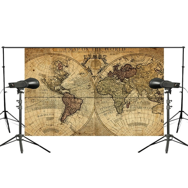XDDJA Polyester Fabric Ancient World Map Photo Background Studio Retro Photography Background Mural Wallpaper 5x7ft