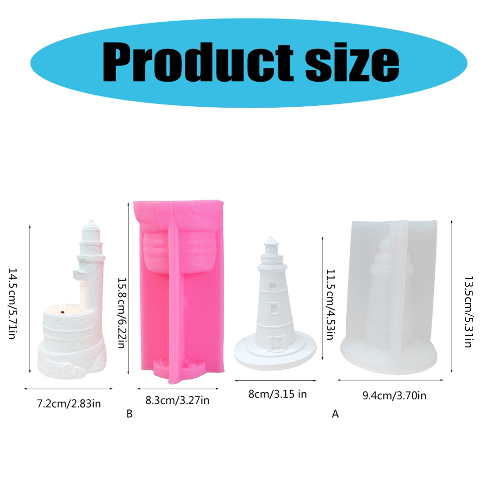 Lighthouse Silicone Cup Molds for Epoxy Resin, Tealight Holder, Stand, Decoration, Plaster Silicone Molds