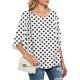 thumbnail image 2 of Qarigey Camisa de mujer Estampado de media manga Top Camisa de mujer Estampado de medio cuello Blusa informal Prendas para la parte del cuerpo Manchas negras blancas S, 2 of 5