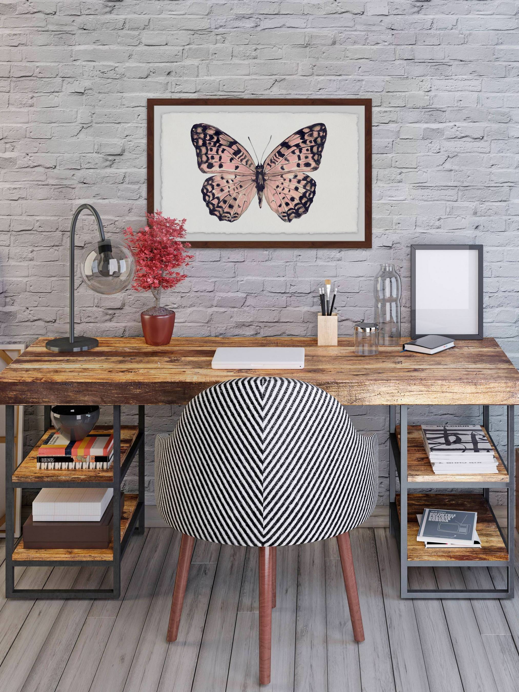 Pink and Black Wings Framed Painting Print
