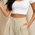 thumbnail image 5 of ClodeEU Women's High Waist Pleated Wide Leg Dress Pants, Casual Loose Trousers With Pockets ,Women's Plus L, 5 of 6