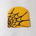 thumbnail image 2 of Penkiiy Y2K Gothic Spider Pattern Knit Hat Women Slouchy Knitted Beanie Men Winter Warm Skull Cap Yellow, 2 of 2