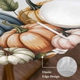 thumbnail image 3 of Orange Fall Pumpkins Round Tablecloth, Fitted Table Cover with Elastic for 45"-54" Round Tables, Eucalyptus Leaves Country Farmhouse Table Cloth Outdoor Indoor Dinning Party Waterproof Tablecloths, 3 of 7