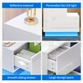 thumbnail image 4 of Dextrus White LED Nightstand, L-Shaped Bedside Table with Drawers, High Gloss End Table for Bedroom, Living Room, 4 of 10