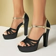 thumbnail image 2 of Mepaouo High Heels for Women Chunky Block T Strap Platform Shoes Sexy Open Toe Dressy Pumps Sandals, 2 of 7