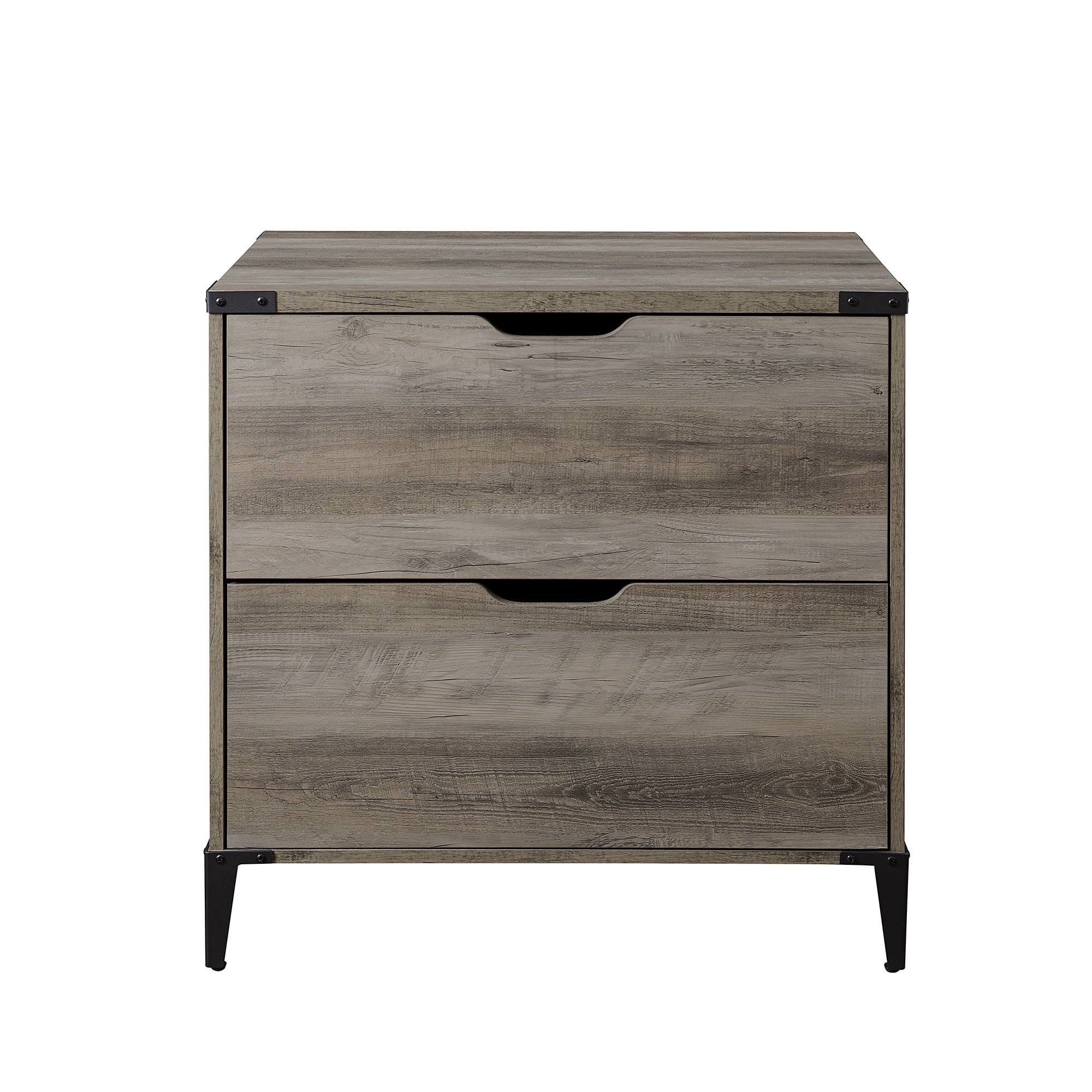 Walker Edison Modern Industrial 2-Drawer File Cabinet, Grey Wash