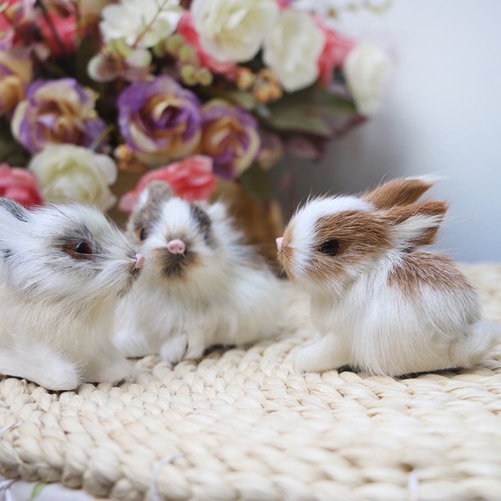 D-GROEE 4Pack Lovely Simulation Mini Rabbit Plush Sleeping Stuffed Toy Kids Gift Decor