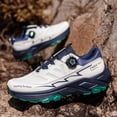 thumbnail image 3 of Men's White Black Rotating Buckle Hiking Shoes, Breathable Mesh Anti Slip Rugged Sole Outdoor Trekking Sneakers, 3 of 5