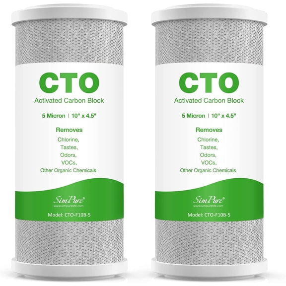 SimPure Whole House Sediment Water Filter, 4.5" x 10" Big Activated Carbon Block Replacement Cartridge Coconut CTO Filter, 2 Pack