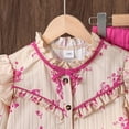 thumbnail image 6 of RUTAYY Girls Outfit Set Floral Print Ruffle Detail Stand Collar Long Sleeve Button Front Blouse Wide Leg Pants 2 Piece Children Set Red, 6 of 8
