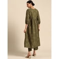 thumbnail image 5 of Janasya Women's Olive Green Cotton Bandhani Printed Kurta with Palazzo, 5 of 7