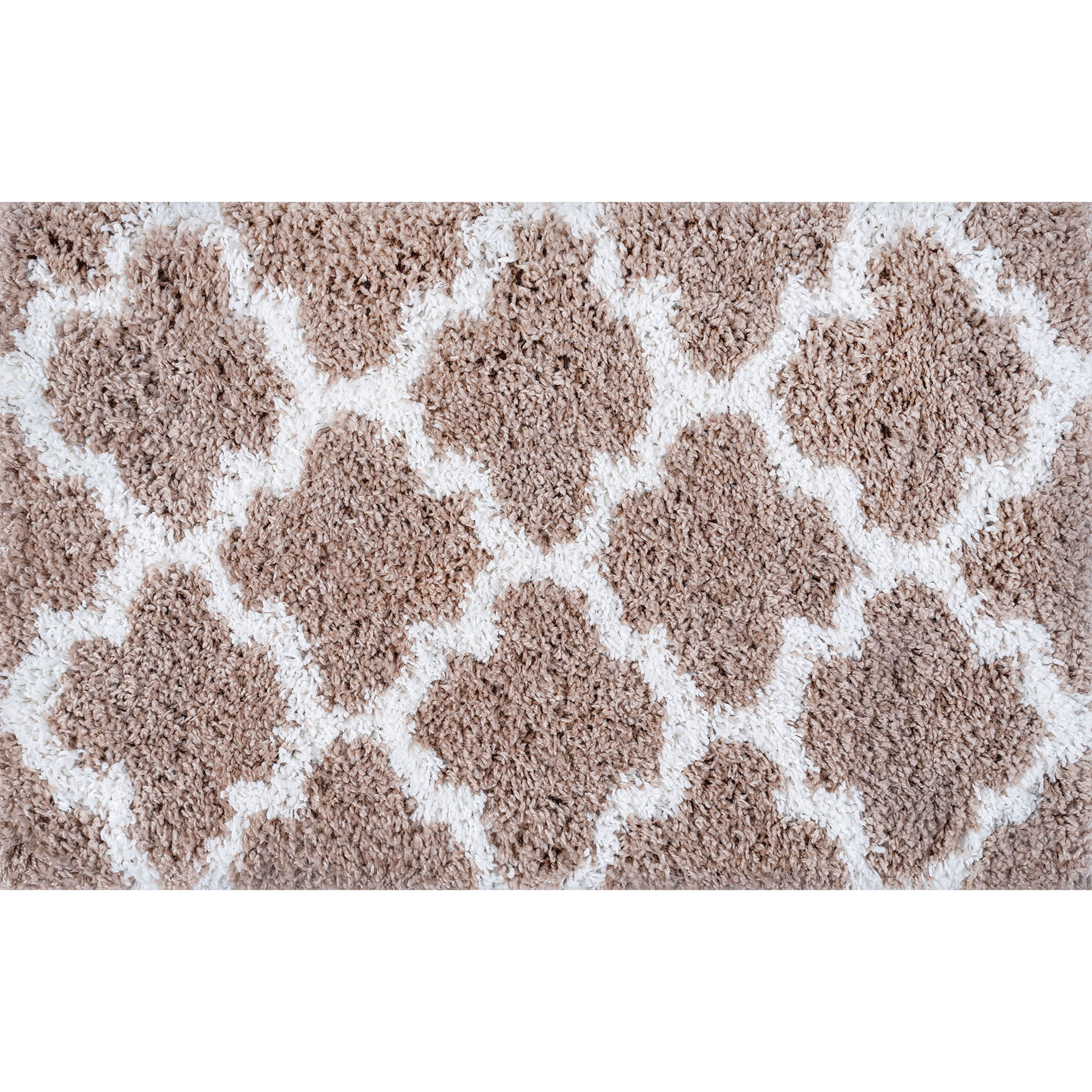 Jersey Shag Transitional Geometric Tan and White Polypropylene Indoor Area Rug, 2'x3' Rectangle
