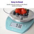 thumbnail image 4 of Báscula digital para alimentos Etekcity, 0,1 g, con cuenco de 5 kg/11 libras, color azul brillante, 4 of 6