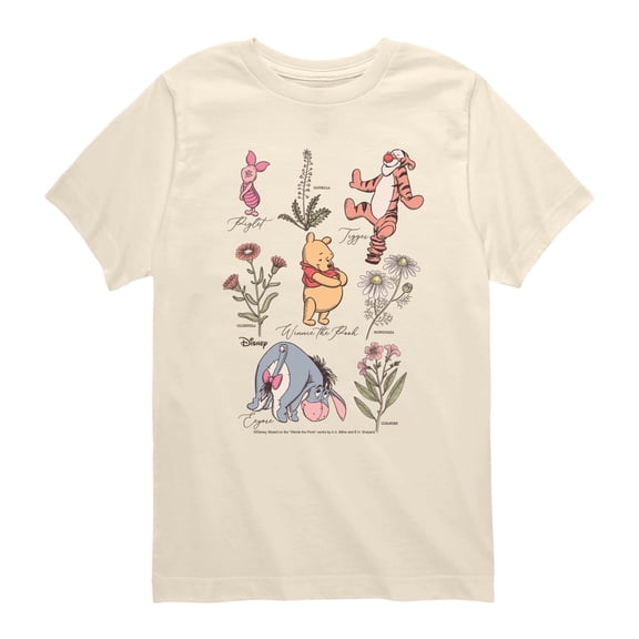 Winnie the Pooh - Friends and Floral - Youth Boys Short Sleeve Graphic T-Shirt