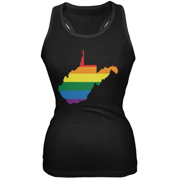 West Virginia LGBT Lesbian Pride Rainbow Black Juniors Soft Tank Top