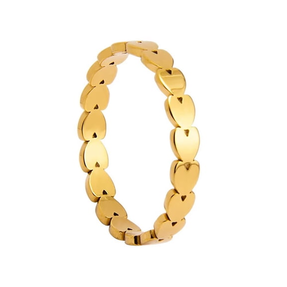 HIJONES Women's Heart Ring for Couples Stainless Steel Ladies Band Ring Gold Size 9