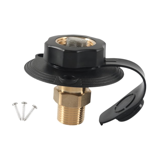 Kit de entrada de agua para RV City, conector de latón con tapón antipolvo de 3/4" Negro