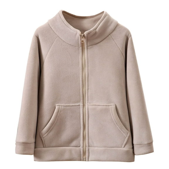 SGMVNU Boys Girls Jacket Kids Lightweight Outerwear Long Sleeve Fall Spring Coat for 6-18 Years Kids, Full-Zip Jacket With Pockets,Beige,6-7 Years