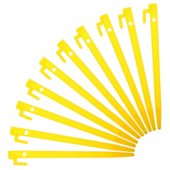 LOLIPPYY 10pcs Camping Tarp Spikes for Outdoor Enthusiasts Yellow PP Plastic Essential for Beach Outings
