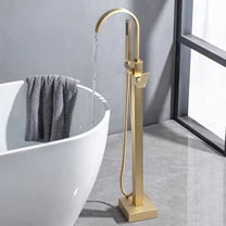 Brass Freestanding Bathtub Faucet Tub Filler with Hand Shower Brushed Gold