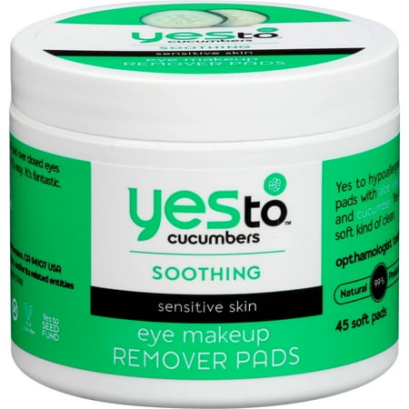 Yes To Cucumbers Soothing Sensitive Skin Eye Makeup Remover Pads 45ct