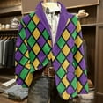 thumbnail image 5 of Mardi Gras Blazer for Men Lightweight Corduroy Carnival Themed Pattern Two Button Parada Party Slim Fit Jacket with Pockets, 5 of 5