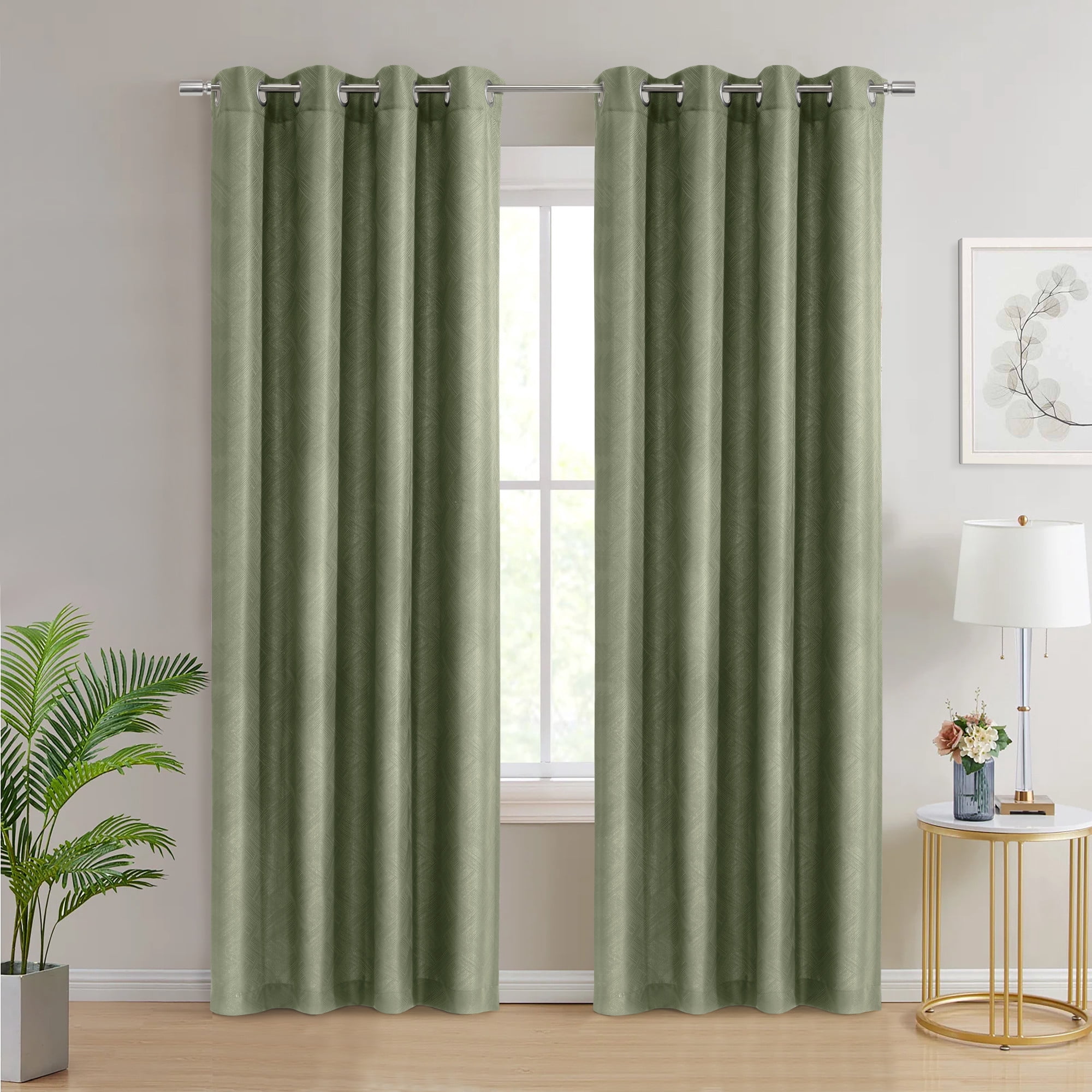 Loft Living Amora Light Filtering Grommet Indoor Curtain 52 x 108 in Green