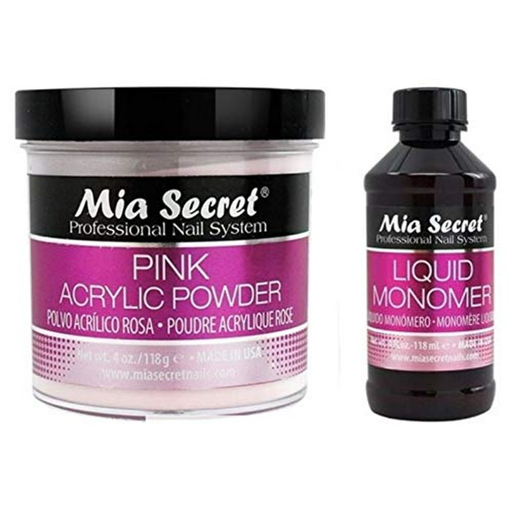 MIA SECRET PROFESSIONAL LIQUID 4 oz + PINK ACRYLIC 4 oz NAIL SYSTEM