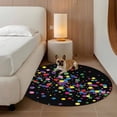 thumbnail image 2 of Colorful Polka Dot Round Area Rug 3.3Ft Washable Circle Rugs for Dining Room Table, Cartoon Cute Abstract Graffiti Black Non-Slip Carpet Floor Mats Indoor Outdoor Carpet Runner Aesthetic Home Decor, 2 of 8