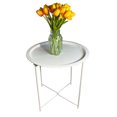 thumbnail image 7 of Metal Side Table, White Folding Tray Table, Small Round End Tables Outdoor or Indoor Snack Table, Accent Coffee Table with Waterproof Powder Coating and Anti-skid Pads, 7 of 7