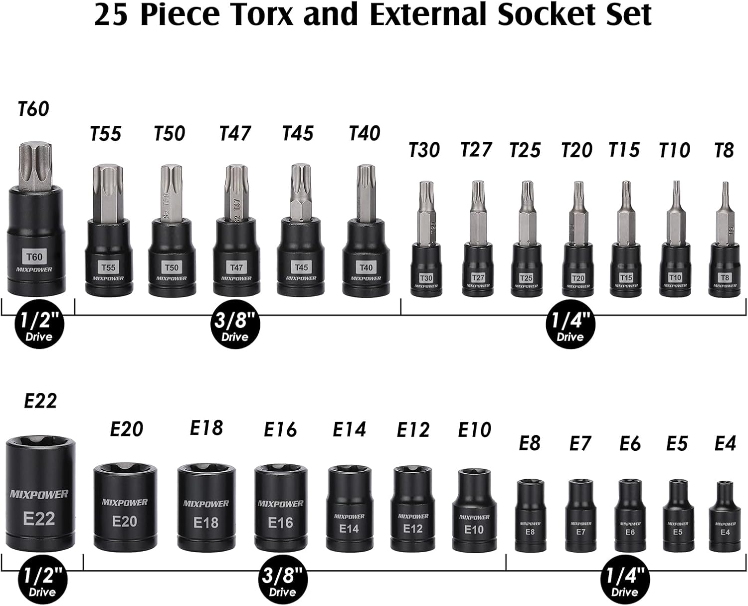 MIXPOWER 25-Piece Torx Socket Set photo 7