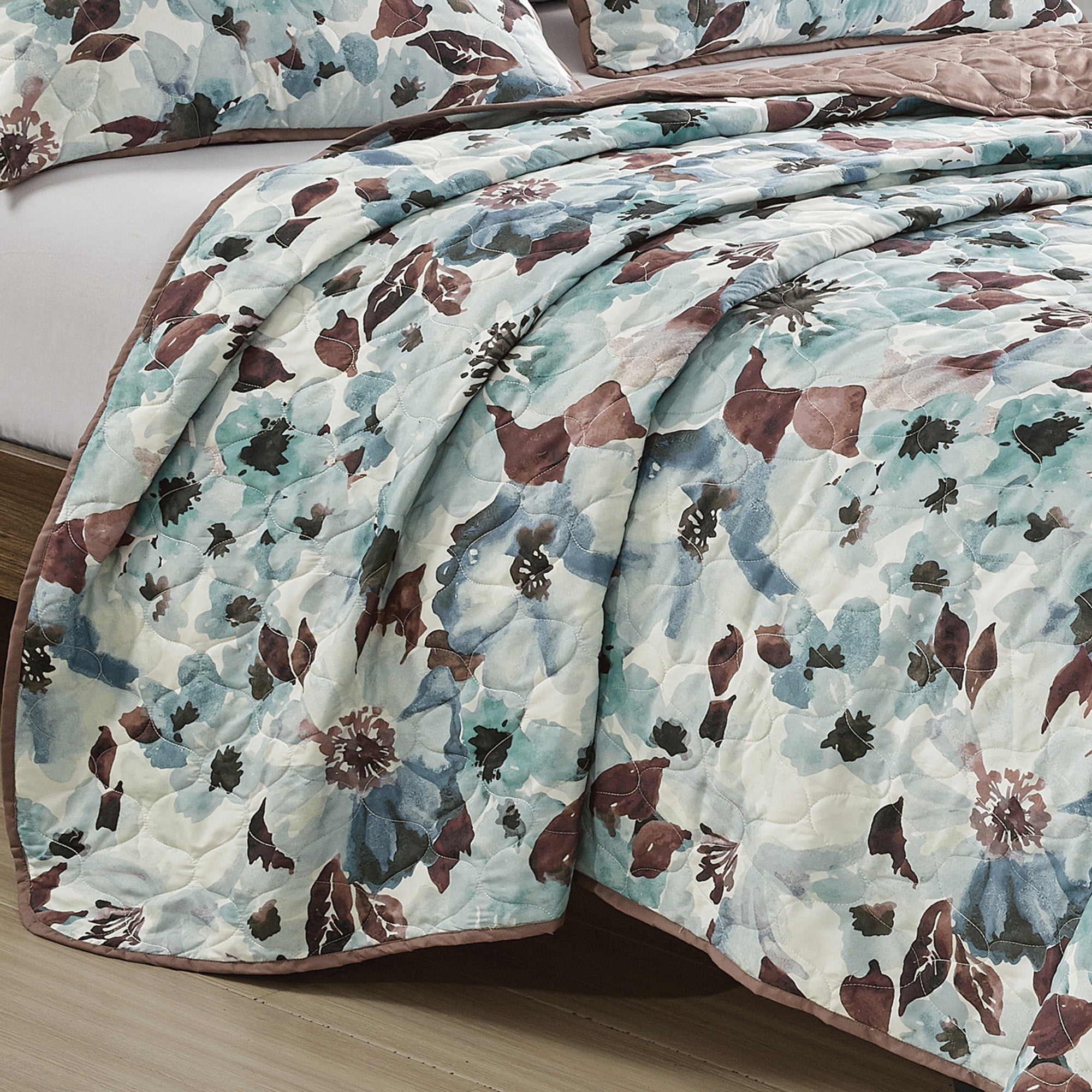 Evjk 3-Piece Oversized Quilting Set - Reversible, Breathable, Soft Brushed Microfiber Bedspread with Printed Pattern,Queen