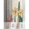 thumbnail image 6 of Sheer Curtains 96 Inches Long 2 Panels, Green Cactus Tropical Plant Flower Rod Pocket Curtain Voile Draperies, Vintage Letter Light Filtering Window Treatment for Living Room Kitchen Bedroom, 6 of 8