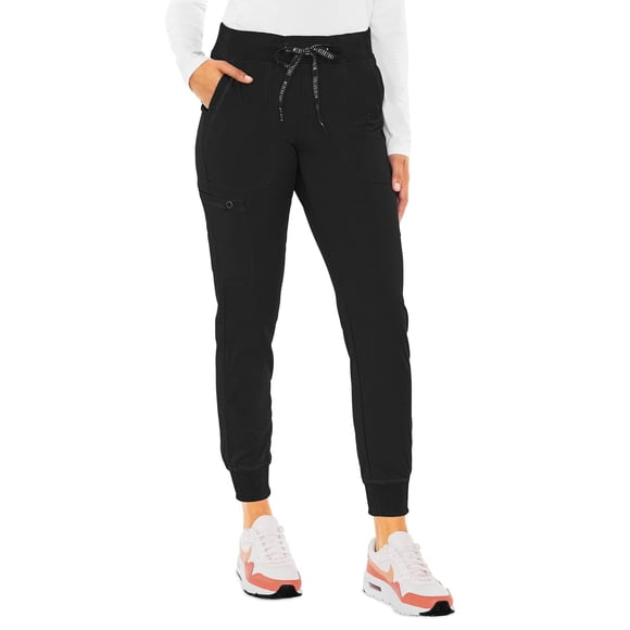 Med Couture Pantalon de Sarrau pour Femmes, Bas Cargo Jogger avec 5 Poches, Léger, Ultra Doux, Tissu Extensible 2 Directions - MC7710, m, Noir