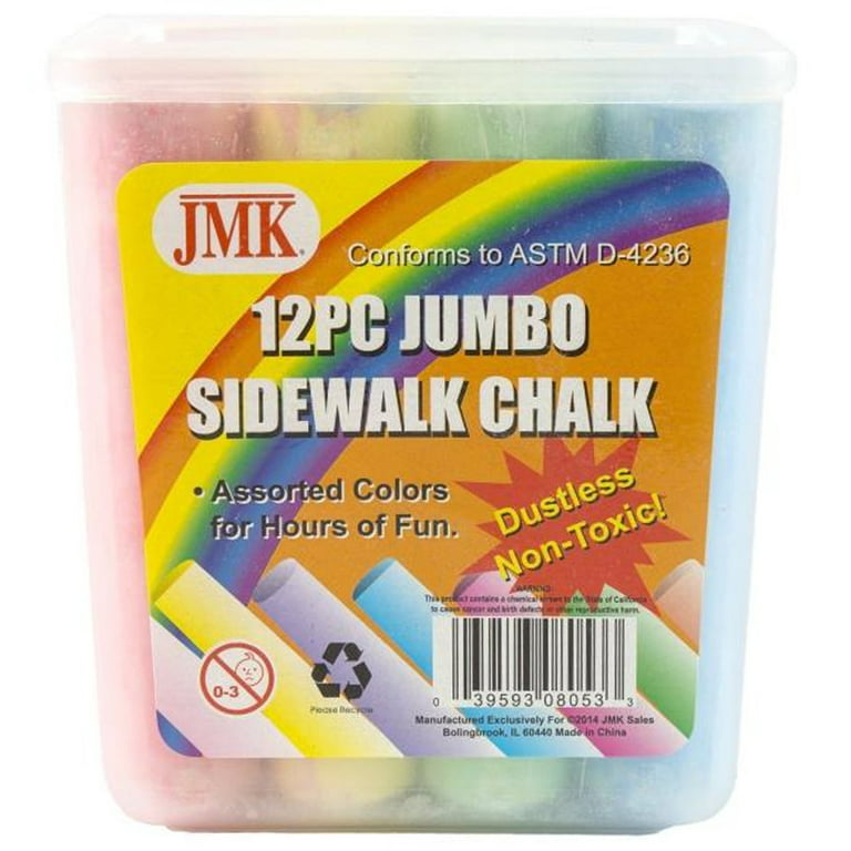 JOYIN 120 Pack Giant Box Non-Toxic Jumbo Washable Sidewalk Chalk Set in 10 Colors (120 Pieces)