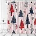 thumbnail image 2 of Merry Christmas Shower Curtain Abstract Pine Trees Snowflake Modern Winter Holiday Happy New Year Fabric Bathroom Decor Set with Hooks 36"W x 72"L (Pack of 1), 2 of 6