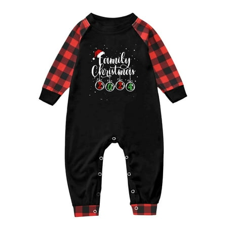 

KDSJSXW Family Christmas Pajamas Baby Printed Family Clothes Long Sleeve Trousers Jumpsuit Pajamas(Baby Black 18M)