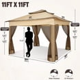 thumbnail image 4 of HOTEEL 11' x 11' Pop-Up Gazebo with 4 Mosquito Nets, Outdoor Canopy Tent with Double Roof Top and 121 Square Ft of Shade for Patio, Garden, Camping Shelter, Khaki, 4 of 15