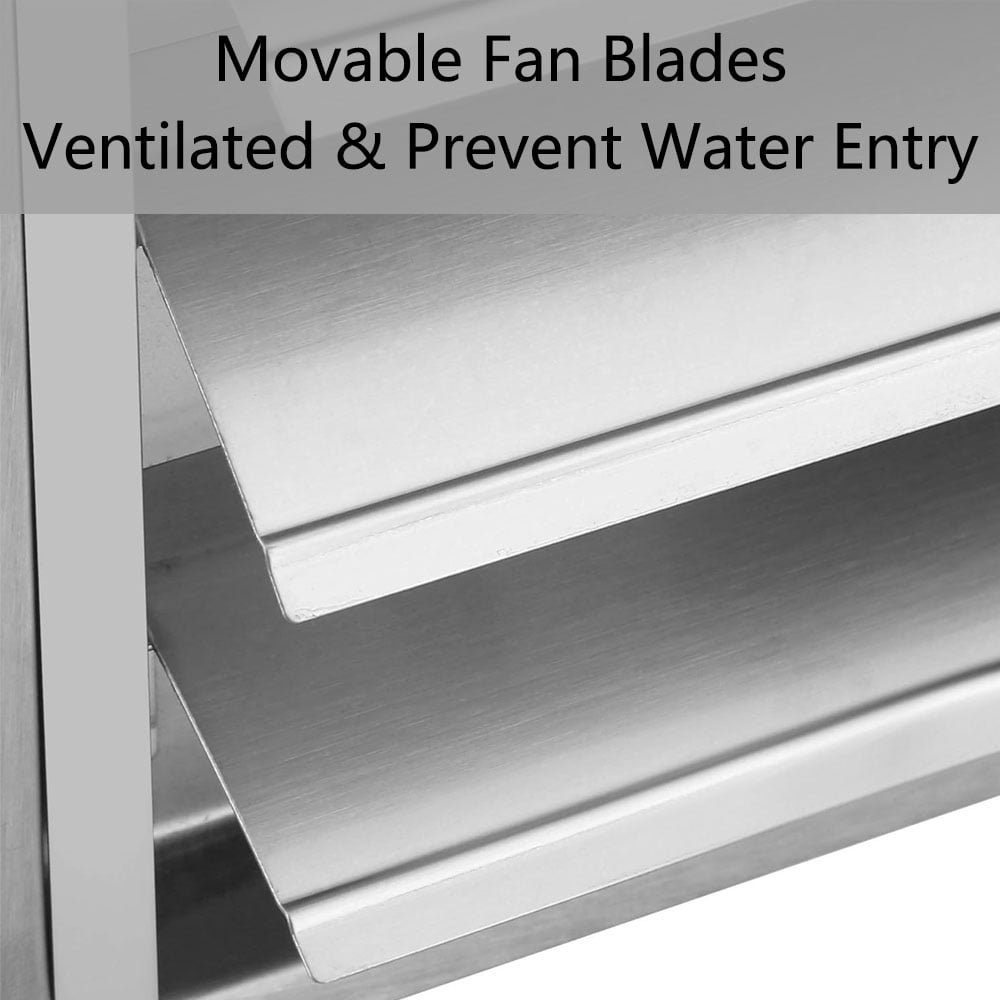 TOP-MAX 304 Stainless Steel Ventilation Grille with Movable Fins Weather Protection Outside Grille 3 Size Choice