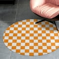 thumbnail image 4 of Orange White Check Checkered Round Area Rugs for Bedroom Living Room, 3FT Soft Comfy Indoor Circle Carpets, Carpet Home Decor Floor Mat, 4 of 6