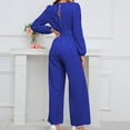 thumbnail image 5 of Aloohaidyvio Women's Elegant V Neck Jumpsuit Casual Straight Trousers Business Romper Formal Jumpsuit Blue M, 5 of 6