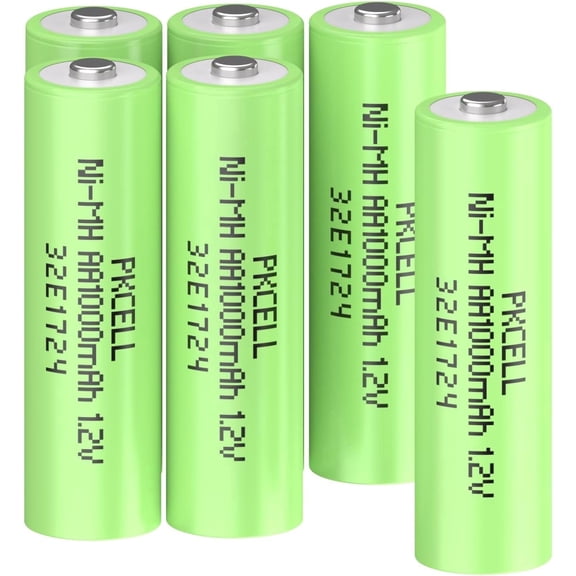PKCELL AA Rechargeable Batteries, 1000mAh 1.2V NiMH Double A Battery for Garden Solar Light LED, Pack of 24