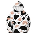 thumbnail image 3 of CINVREST Teen Girls Cow Print Hoodie Faashion Long Sleeve Hooded Pullover Top Warm Casual Oversized Hoodie With Pocket (13 Years, Brown-02), 3 of 7