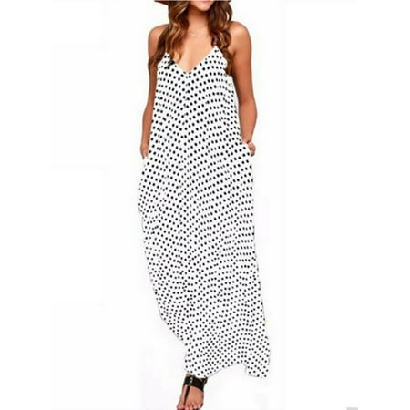 - SAYFUT Women's Maternity V-Neck Spaghetti Straps Dot Print Summer Long Maxi Dresses Sundress Plus Size M-5XL